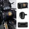 Retro Motorcycle Handlebar Storage Bag With Multiple Pockets Waterproof PU Leather For Tools And Accessories