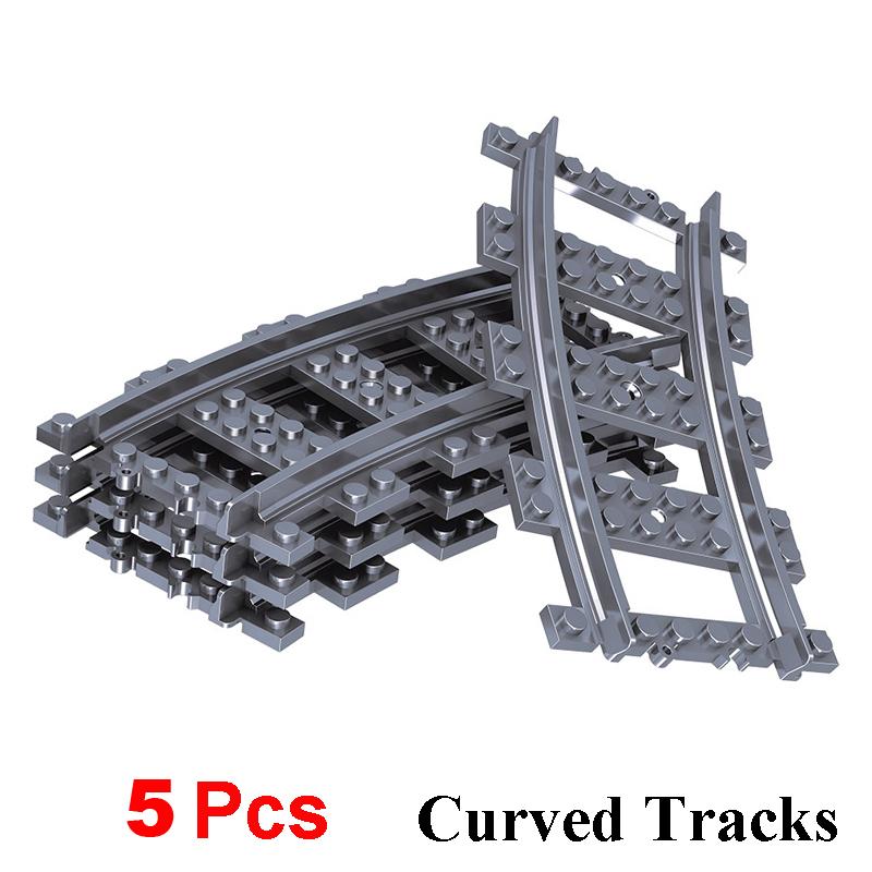 City Train Track Train Signal Light Crossing Track Rail Model Building Blocks Enlighten Action Figure Toys For Children