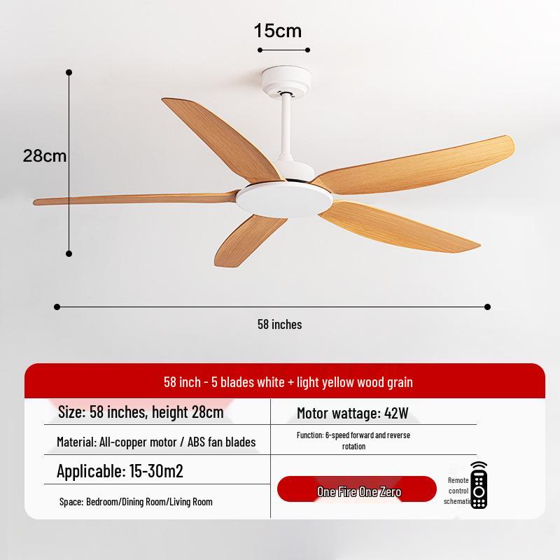 Severský retro stropní ventilátor s vysokým výkonem a tichým chodem pro obývací pokoj, ložnici a jídelnu