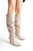 Women Modern Stylish Fashion Boots Boots Faux Leather Suede Short Thin Heeled Boots