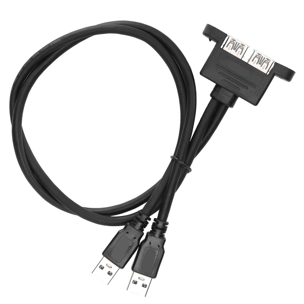 USB Extension Cable Double Port External Baffle Conversion Line with Ear Screw Hole50cm