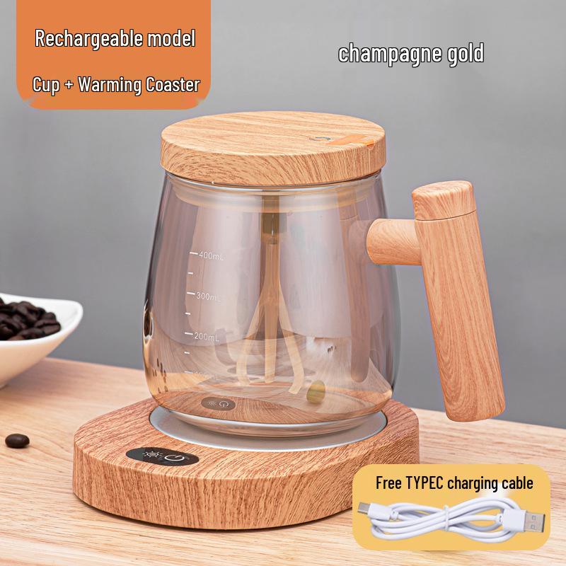 Tazza in Vetro con Mescolatore Automatico e Coperchio per Caffè, Latte e Latte di Soia