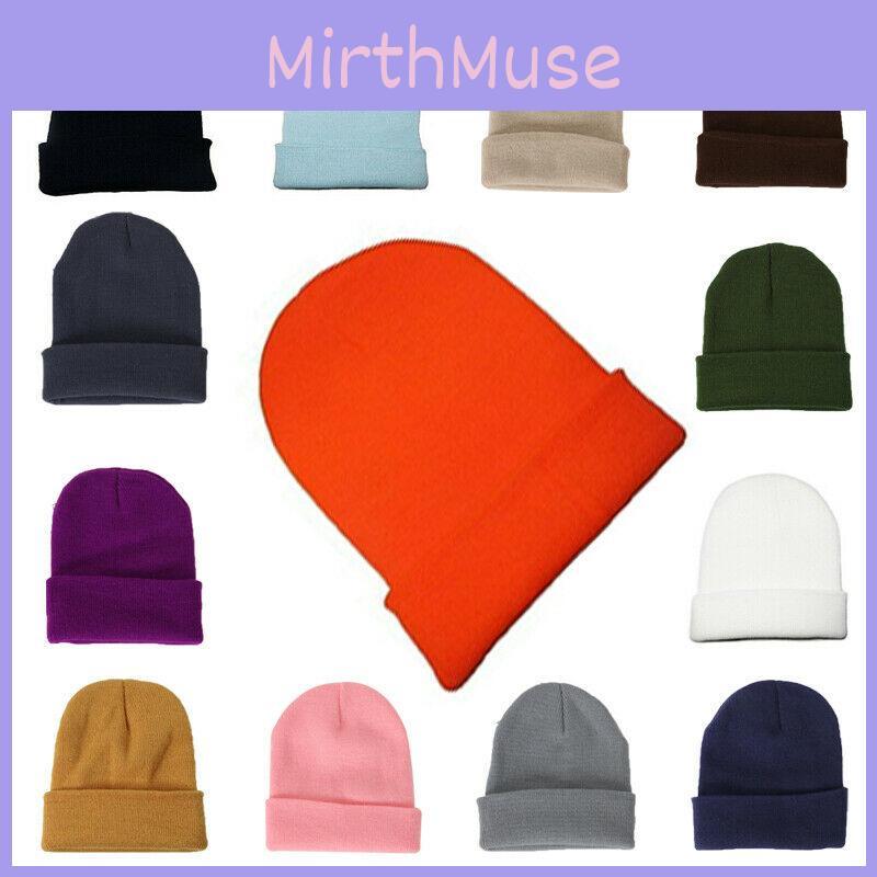 Mens Hat Beanie Ladies Womens Slouch Winter Ski Knitted Turn Up Neon Cap Warm