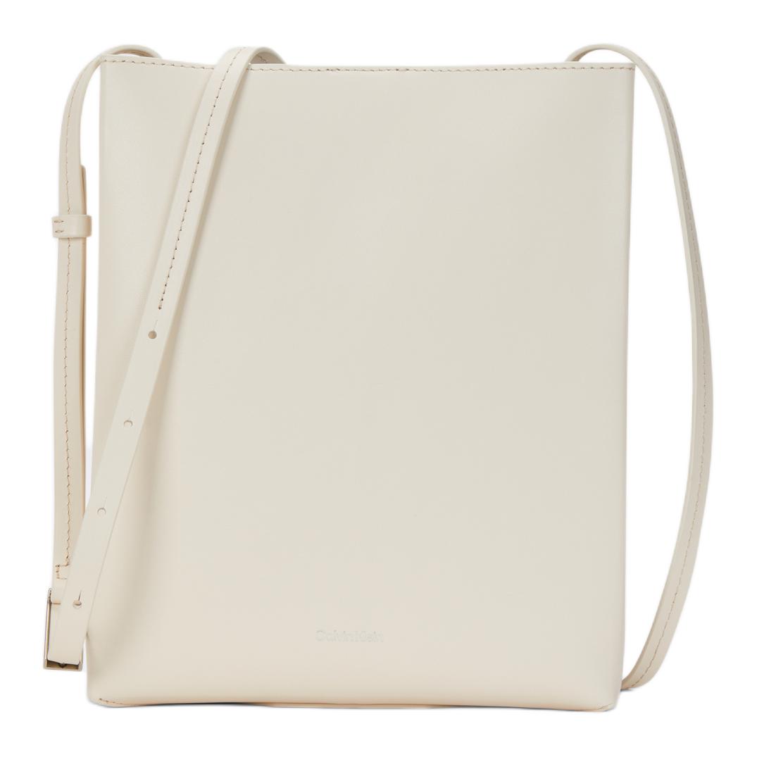 

Calvin Klein Line Embossed Logo Leather Shoulder Crossbody Bag Women bags Antique-White DH3772-YAC Antique White
