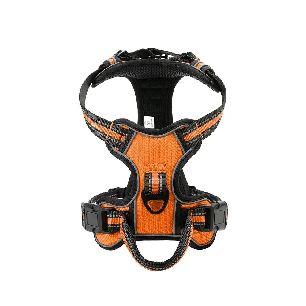 

Adjustable Nylon Dog Harness Vest Reflective Soft Breathable No Pull Dog Harness Pet Harness Leash For Small Large Dogs S помаранчевий