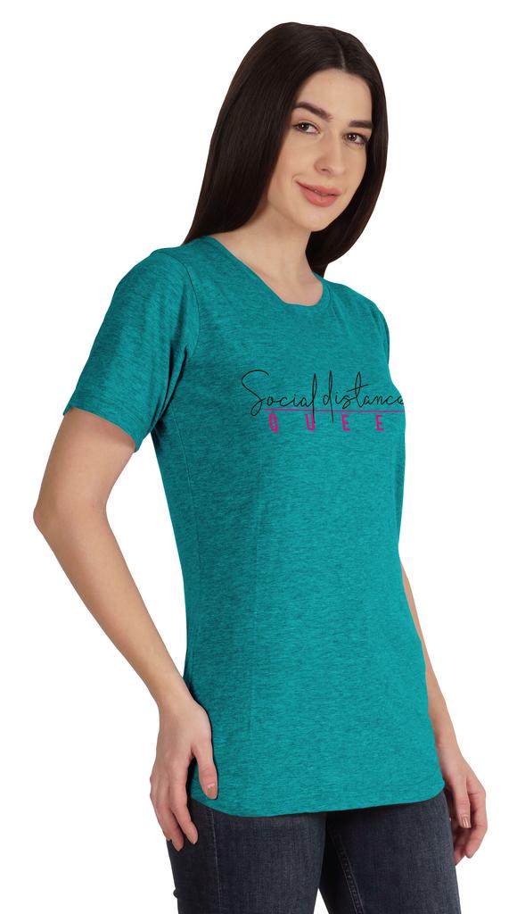 Inkmeso Social Distance Queen Graphic Tshirt Short Sleeve Women Casual Tee