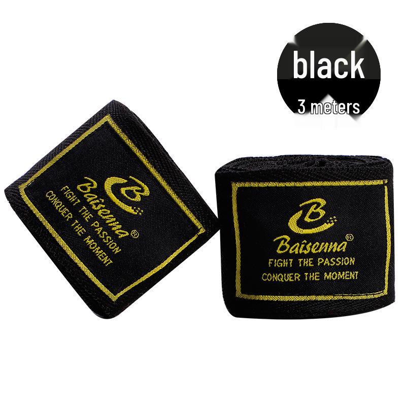 White Micro-Elastic Muay Thai Hand Wraps - 5m & 3m Black Cotton Fist Bandage for Boxing & Sanda