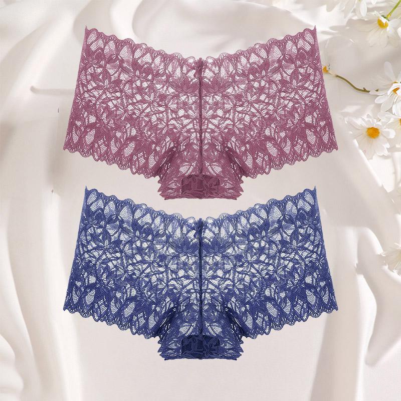 2 ks krajkové šortky pro ženy s nízkým pasem, květované spodní prádlo S-XL, sexy kalhotky pro dívky, dámské krajkové kalhotky, spodní prádlo