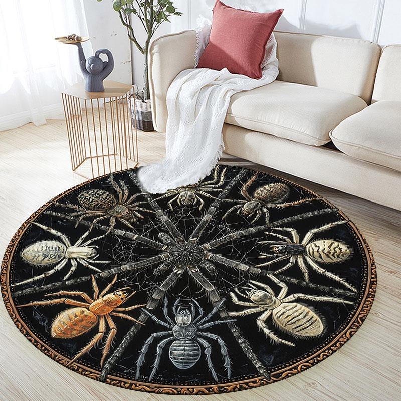 Spider & Scorpion pattern round rug,Carpet Rug for Living Room Bedroom Playroom ,Non-slip Floor Mat,Holiday Gifts and Birthday Gifts.