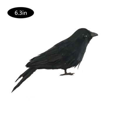 Schwarze gefiederte Krähe, extragroß, handgefertigt, realistisch geformte Vögel für Halloween, Wohnzimmer, Schlafzimmer
