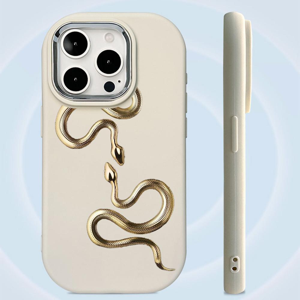 Мягкая задняя крышка N71 Black Gold Snake для Samsung S24 Ultra A14 iPhone 16 Pro — фото 4