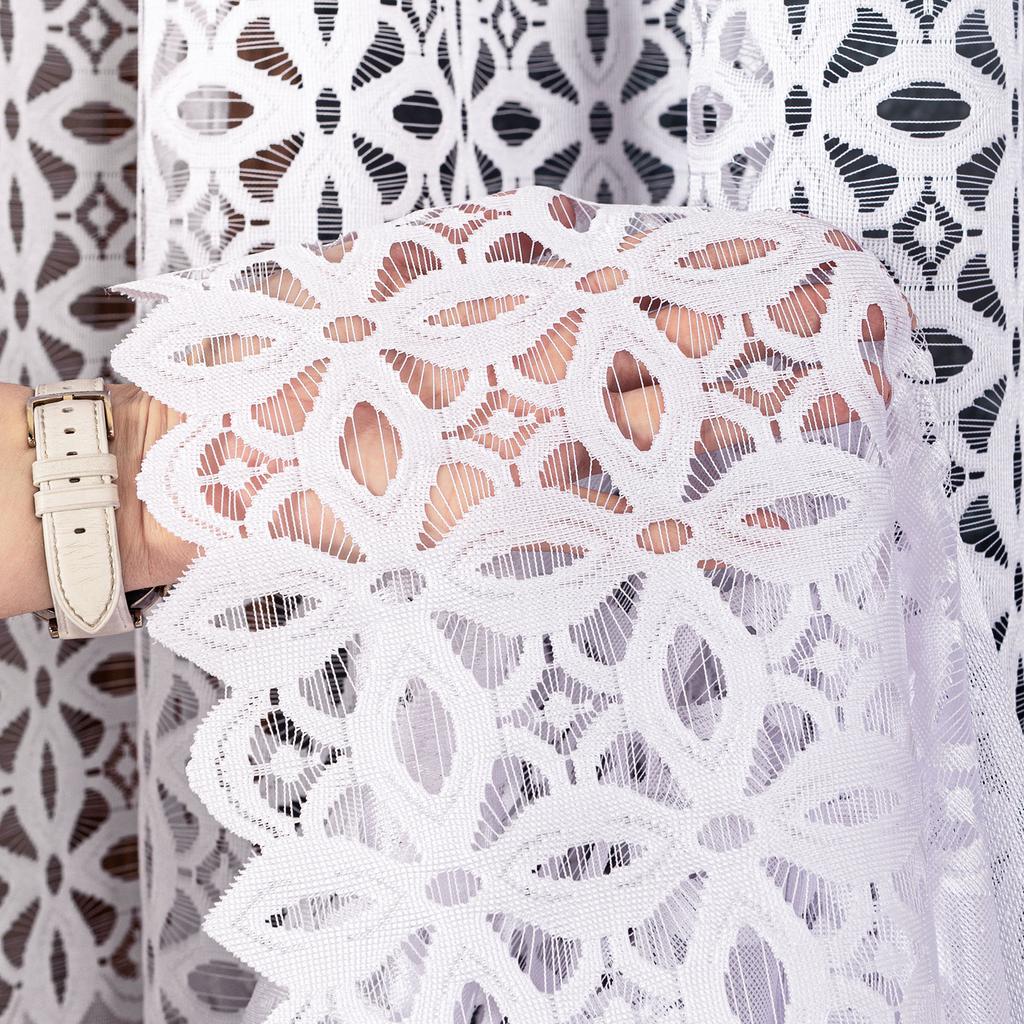 Adrianna Ready-made Jacquard White Curtain with Ornaments 300X250 Cm