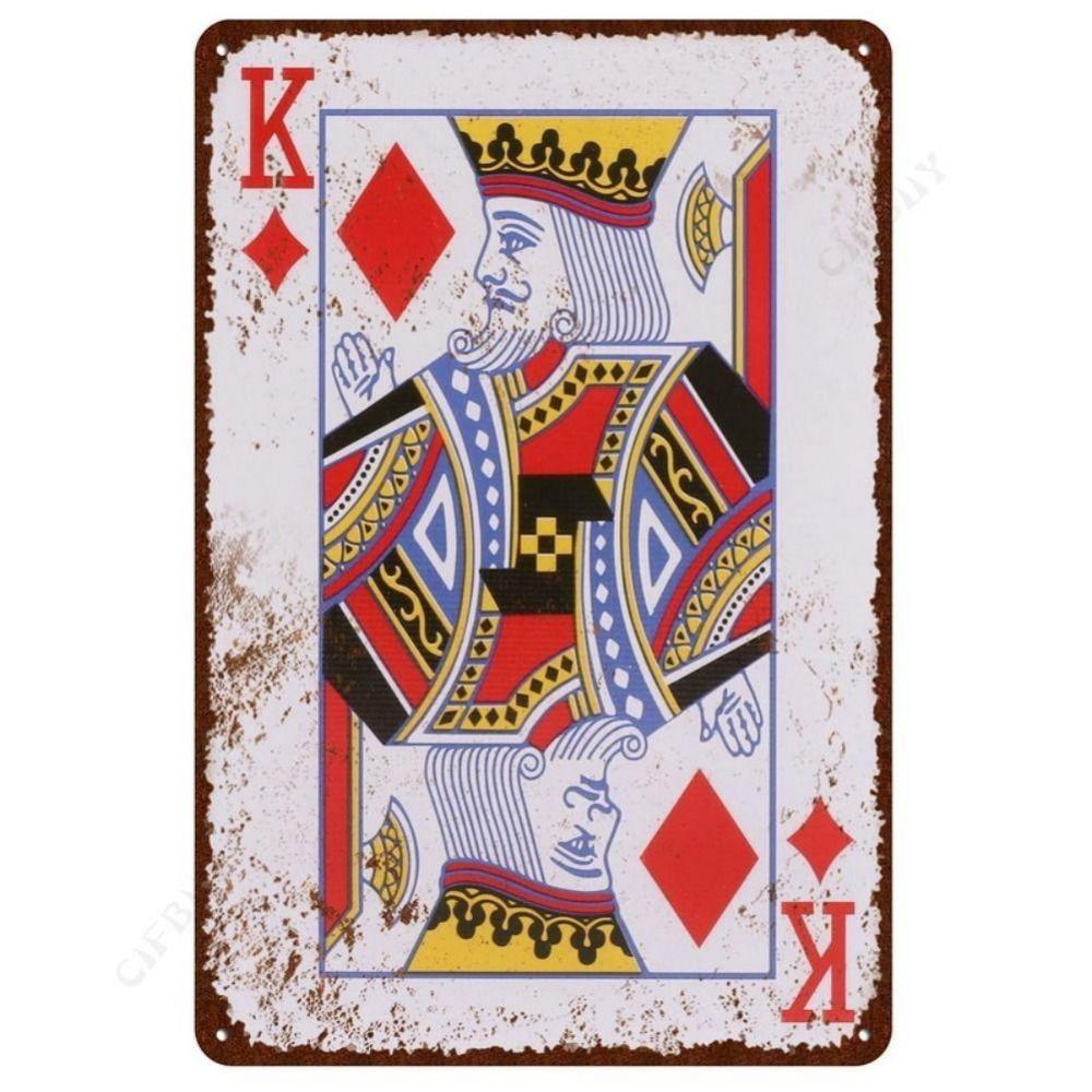 Spelkortsposter på väggen, metallplatta 20x30cm