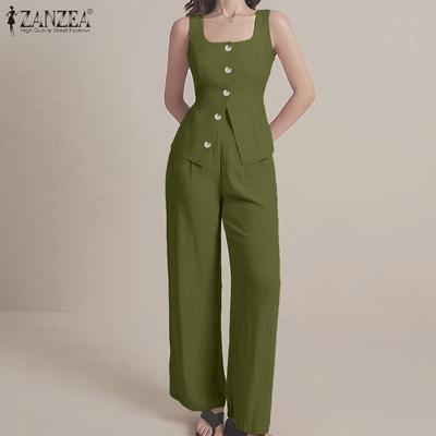 Women Sleeveless Tank Tops and Pants Summer Two Piece Suit Sets