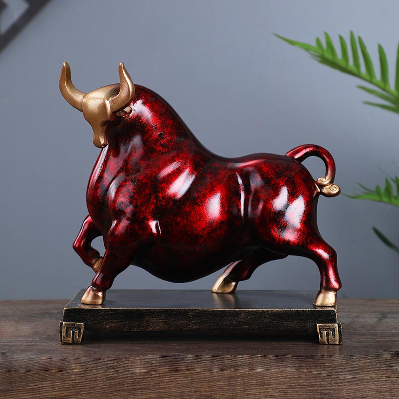 Resin Handicrafts Simulation Animal Sculpture Cattle Bull Golden Ox Decorative Figurines Home Decoration Accessories