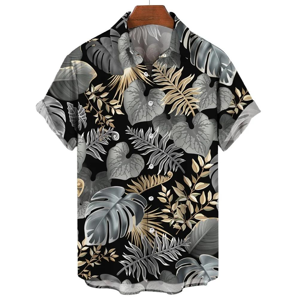 Hawaiian Shirts For Male Flower Pattern Men's Casual Short Sleeved Top Summer Oversized Streetwear Original Men Clothing