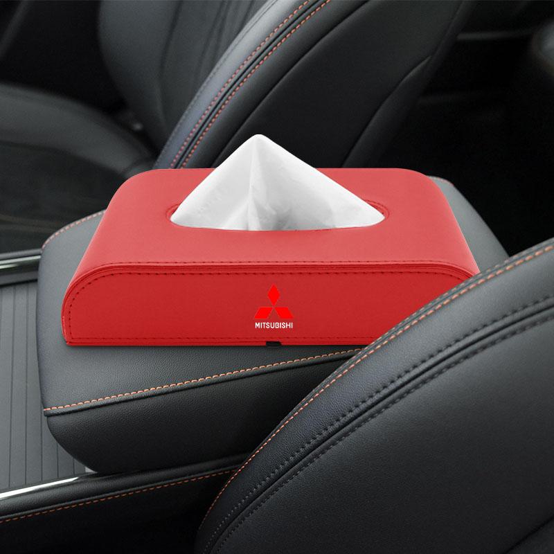 Car Tissue Box Holder Armrest Box Storage Case For Mitsubishi Outlander Lancer 10 9 ASX RALLIART Eclipse L200 Pajero