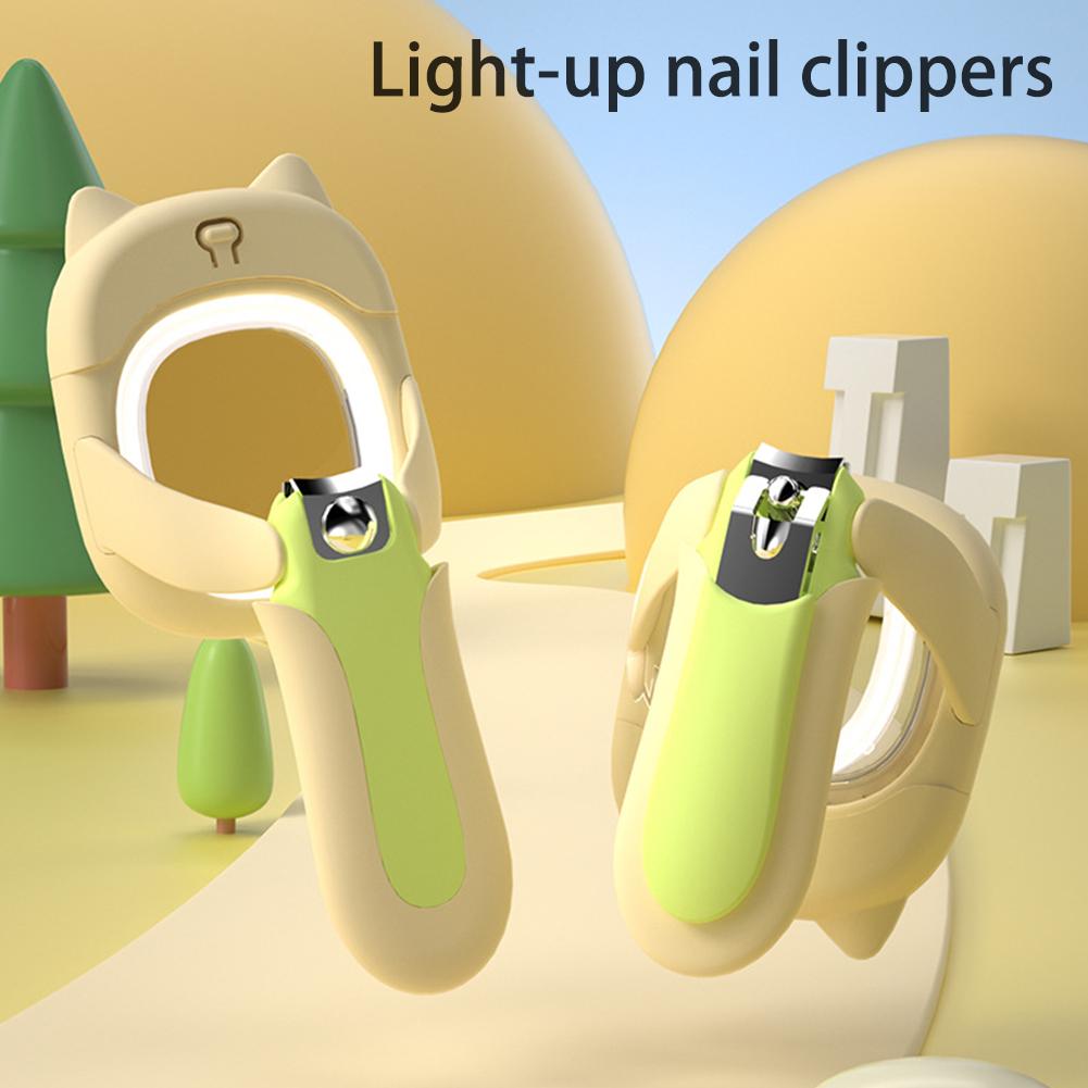 Children's Nail Clippers Stainless Steel Nail Clippers Splash Proof Nail Clippers with Magnifying Glass LED Lights