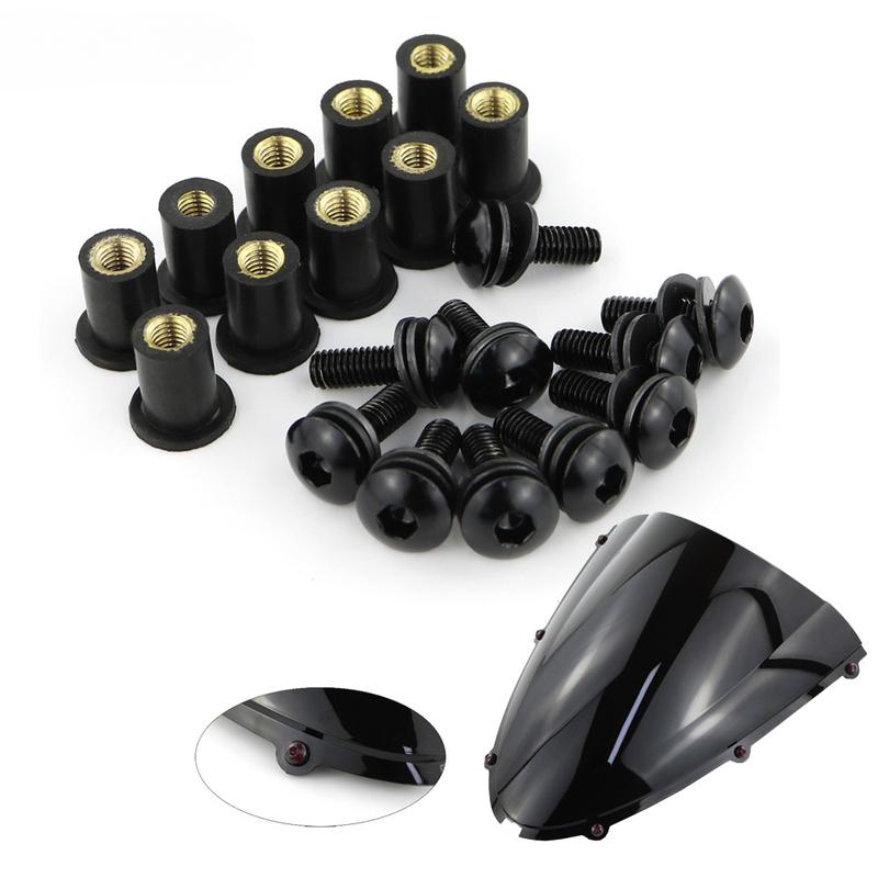 Kit com 10 peças/conjunto de parafusos para motocicleta M5 15mm, parafusos de borracha métricos, para-brisas, carenagem, alumínio anodizado, para-lamas