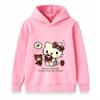 Kids Boys Girls Hooded Pullover Sweatshirt Cute Cartoon Cat Print Chocolate Cake Bear Strawberry Casual Soft Loose Hoodie for Toddlers