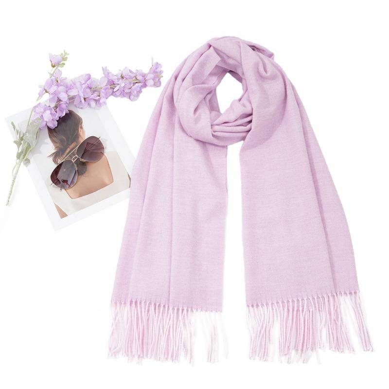 Women S Solid Color Thick Warm Faux Cashmere Scarf For Autumn Winter