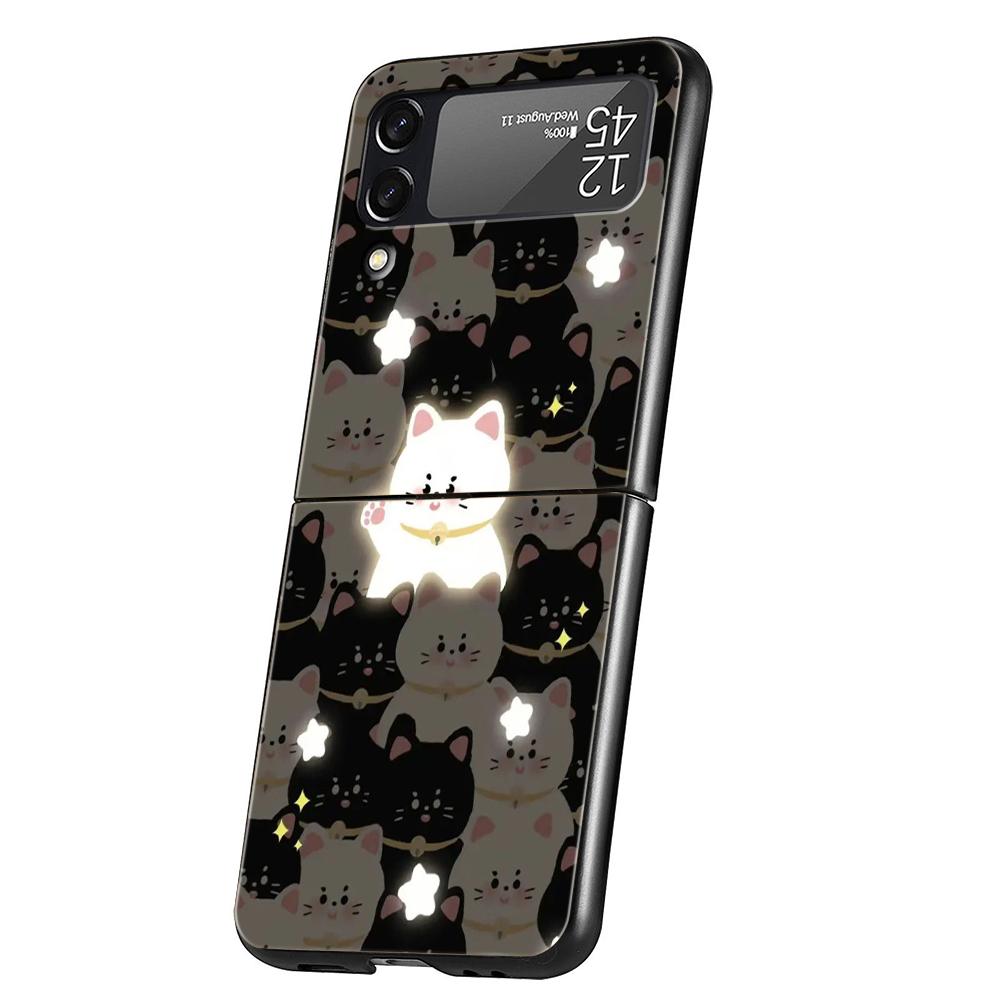 

Hard PC Phone Case For Samsung Galaxy Z Flip 7 6 5 4 Black Cover For Galaxy Z Flip 3 Foldable Cute Black Cats Kawaii Creative Z Flip 4