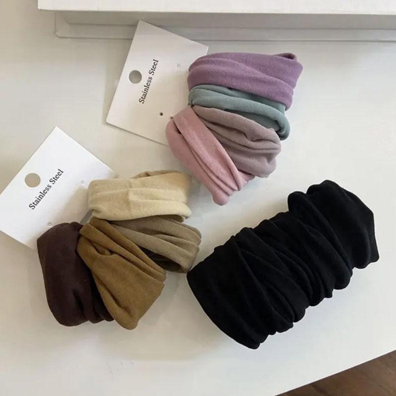 4er Set Solide Breite Haarbänder Seile Damen Pferdeschwanzhalter Haargummi Scrunchies Gummibänder Stirnband Koreanische Mode Haaraccessoires