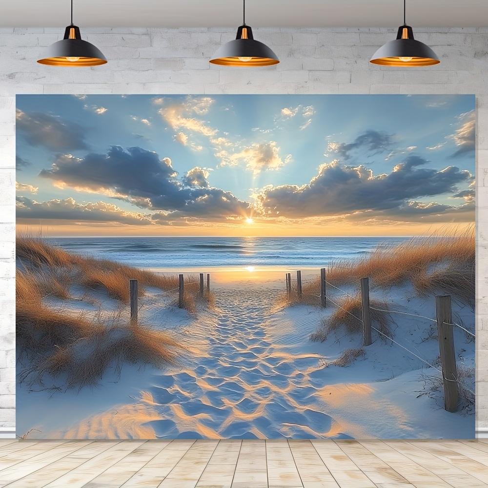 Beach Sunset Sand Dunes Ocean View Tapestry Coastal Scenery Wall Hanging Living Room Decor Summer Seaside Landscape Fabricposter