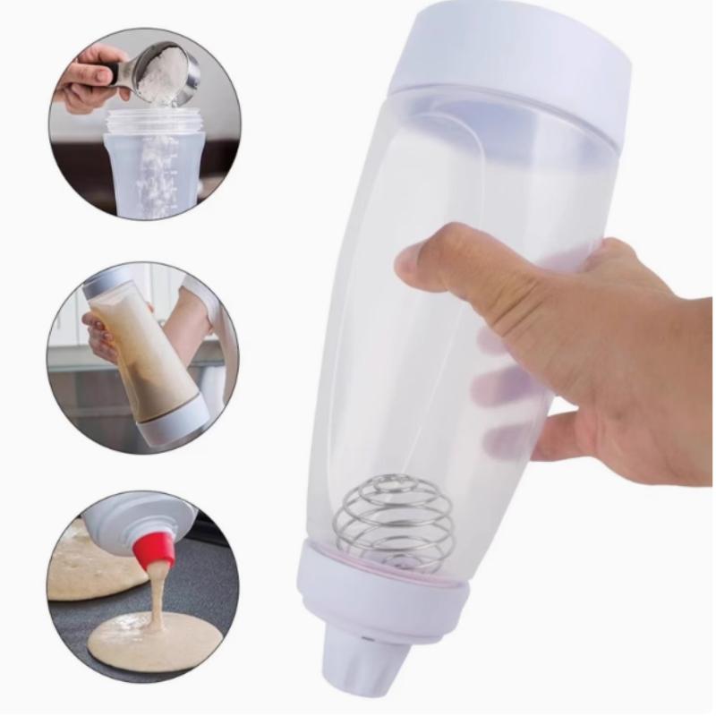 Hot Selling Hand Cranked Batter Mixing Bottle Easy To Squeeze Batter Dispenser with Scale Cream Mixing Bottle with Precise Scale