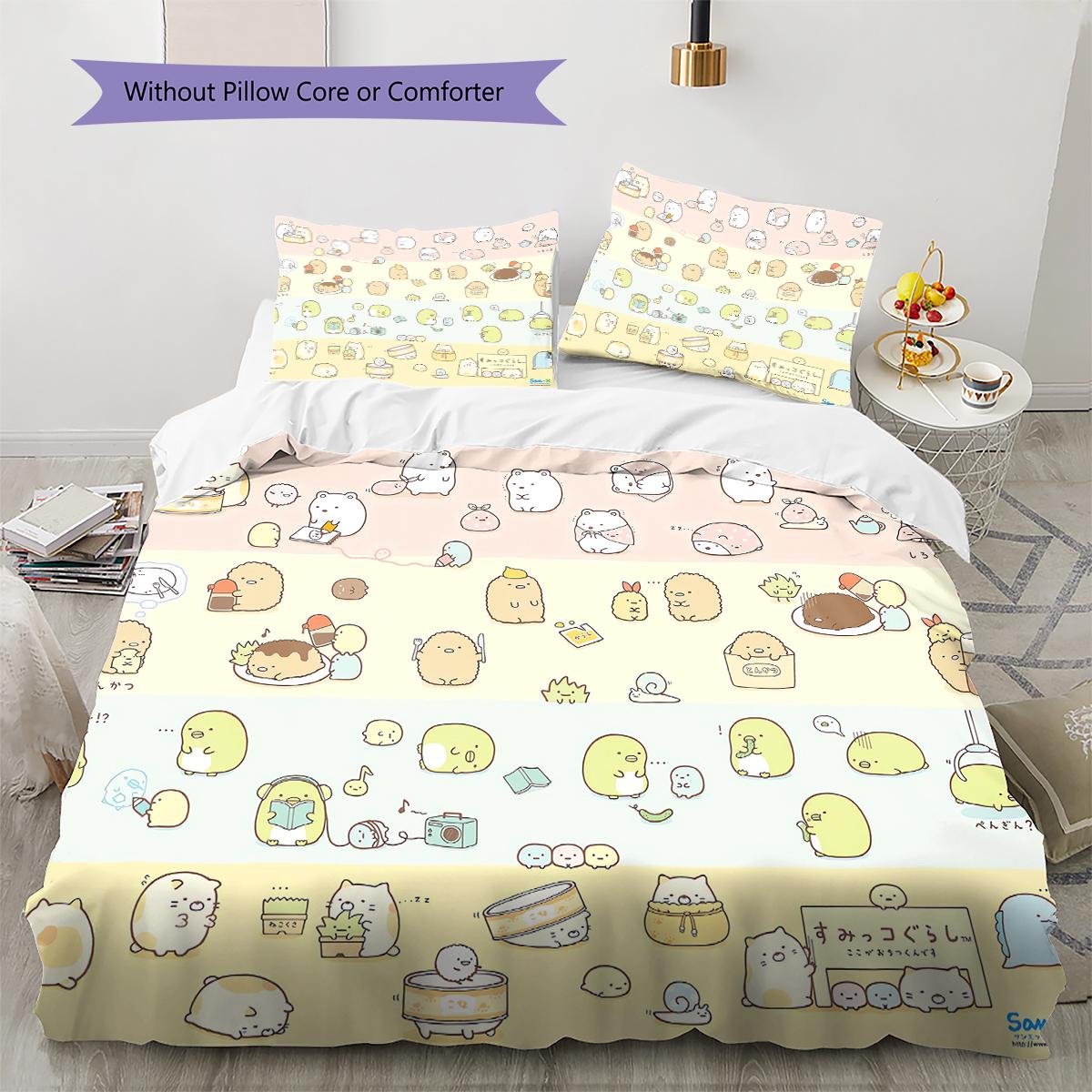 

Sumikkogurashi Pattern Bedding Quilt Set Quilt Cover Pillowcase Home Decoration Gift (1 * duvet cover + 2 * pillowcase, without core) 135x200cm