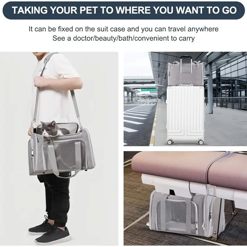 Mochila Portamascotas con Ventilación Lateral Portamascotas para Gatos Mochila Bolsa de Viaje para Perros Aprobada por Aerolíneas Transporte para Perros Pequeños Gatos Salida