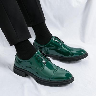 Sapatos Masculinos de Tamanho Grande em Couro Brilhante Bico Fino com Cadarço - Estilo Britânico Formal & Casual