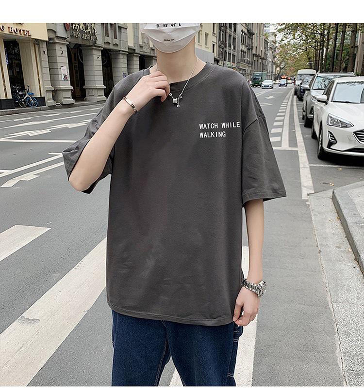 Trendy 2021 Summer Short-Sleeved T-Shirt for Middle School Boys - Loose Fit, Big Size, College Style