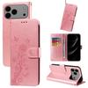 For iPhone 17 Pro Max Leather Case Butterfly Floral Imprint Wallet Stand Cover