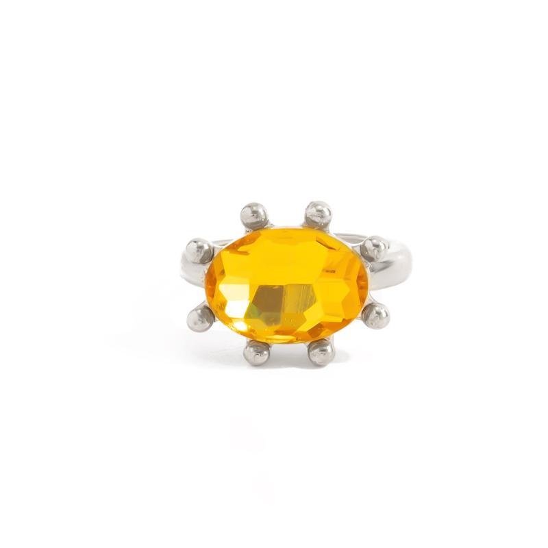 Waterproof Geometric Rhinestone Opening Rings for Women Dainty Colored Gemstone Jewelry for Birthday Gift for Her