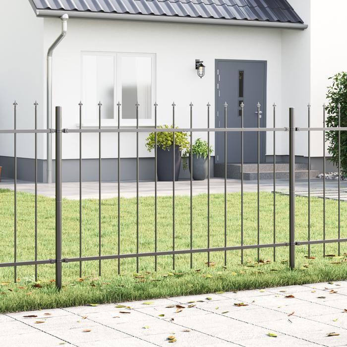 Clôture de jardin vidaXL avec pointe en fer gris 1,7x1,2 m en acier 42003871