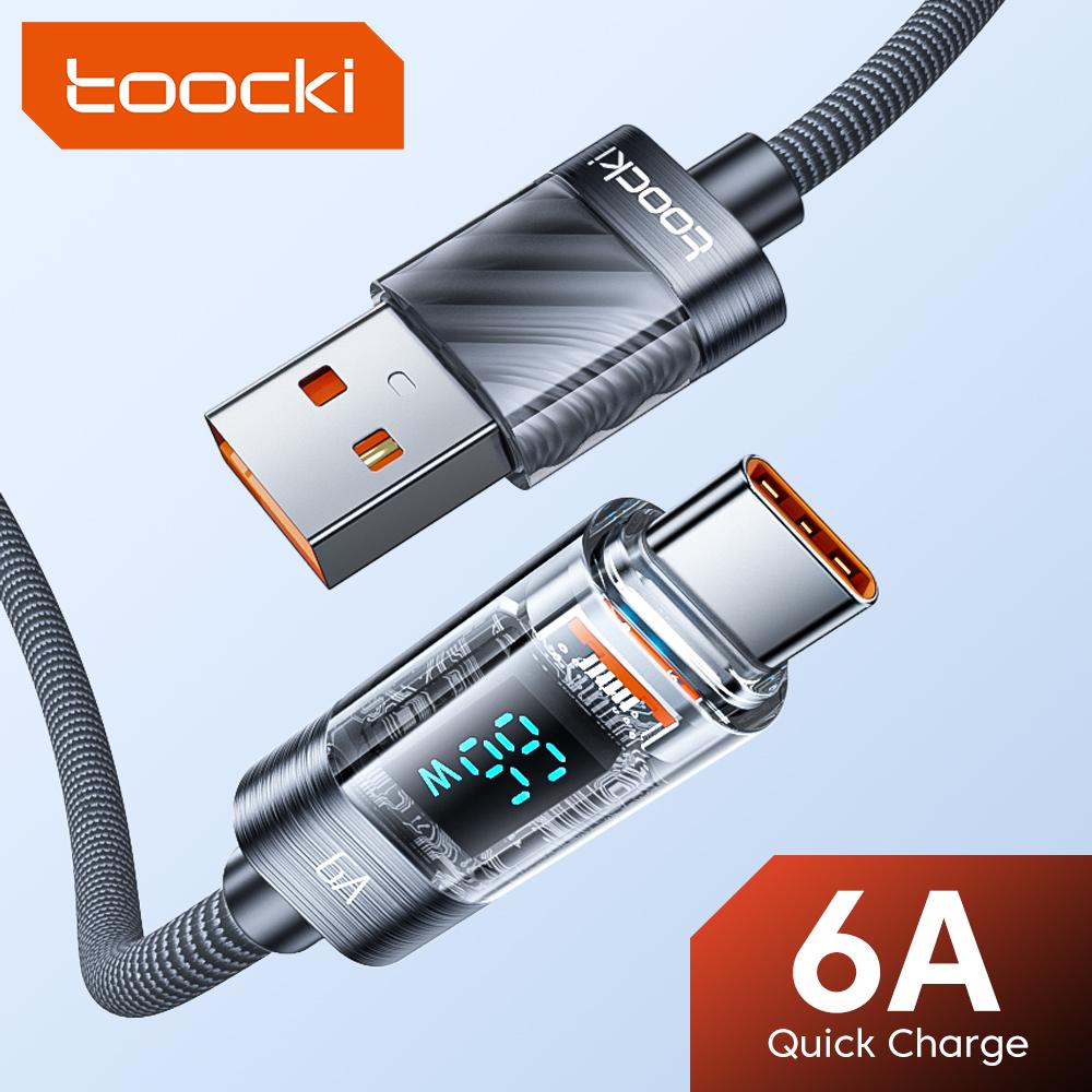 

Tooki 6A прозрачный USB-кабель типа C для Xiaomi 13 12 Realme 66 Вт, кабель для быстрой зарядки, дисплей типа C для Huawei Samsung Poco f3