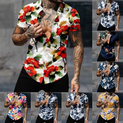 Men's Hawaiian Printed Button Short Sleeve Shirts Men's Casual Fashion Short Sleeve Shirts