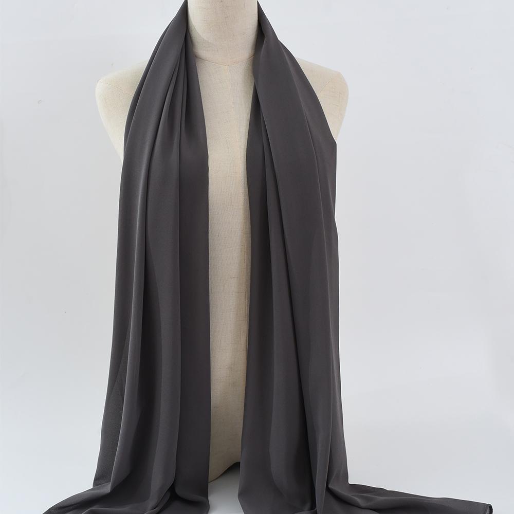 Fashion Pearl Chiffon Hijab Shawls Of Muslim Women Solid Color Head Wraps Scarf For Ladies