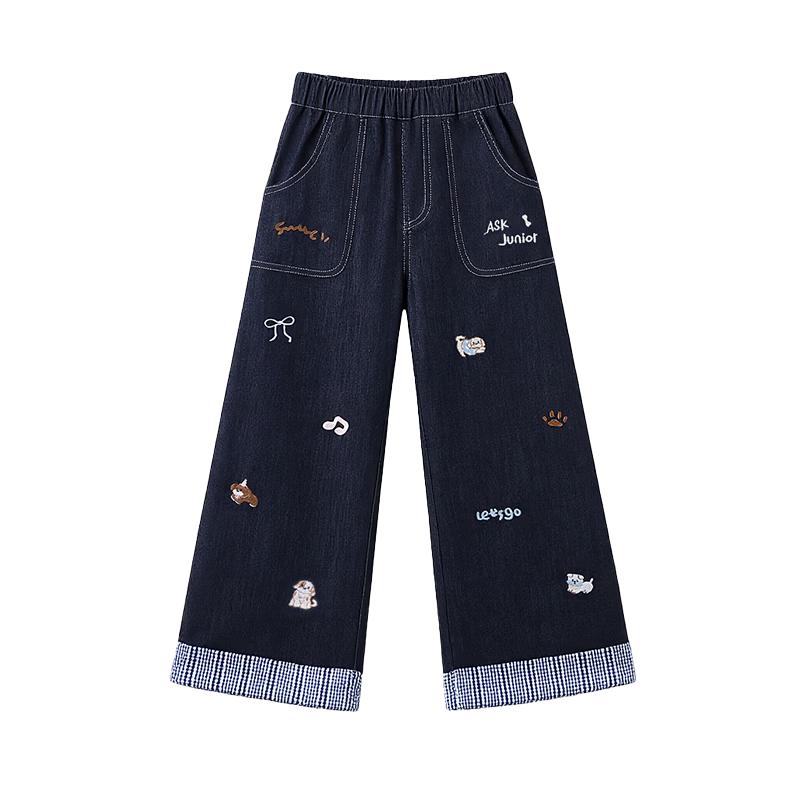 ASK JUNIOR Girls  Patchwork Plaid Straight-Leg Jeans 170