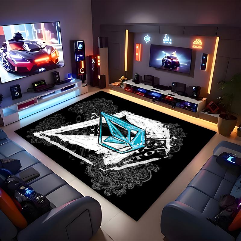 1pc V-VOLCOM LOGO5 Print Area Rug - Soft, Washable Non-Slip Indoor Mat for Office Chairs, Living Room, Home Office Decorative Rug