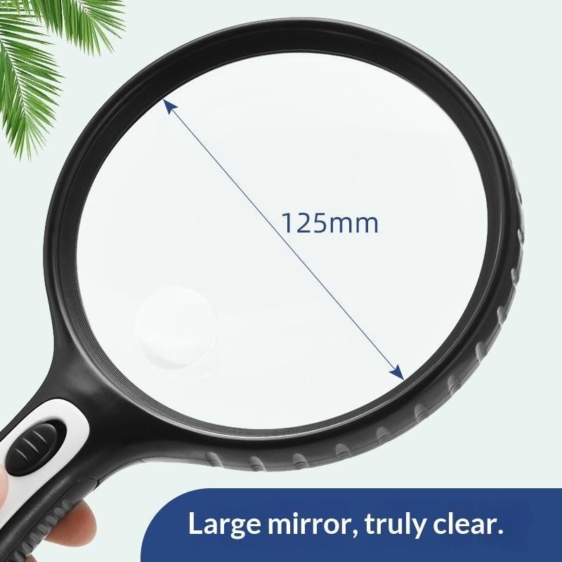 Large Lens Illuminated Handheld Magnifying Glass High Brightness Light Durable ABS Frame Reading Aid for Elderly Gift Option