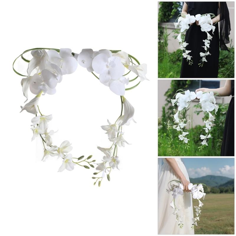 Artificial Silk Flower Bouquet for Bride with Realistic Looking Handheld Bouquet for Engagement Anniversaries Parties