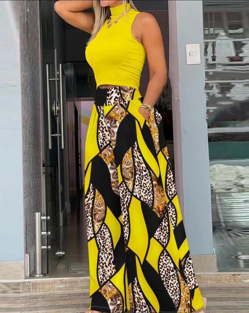 Trendy Women's Two-Piece Vest & Long Pants Fashion Set