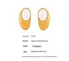 French Oval Water Ripple White Stone Stud Earrings, Stainless Steel PVD Electroplated