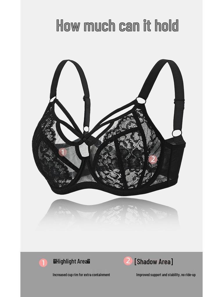 Sutiã de Renda Plus Size Anti-Queda para Mulheres - Respirável, Bojo Completo, Design Emagrecedor e de Suporte