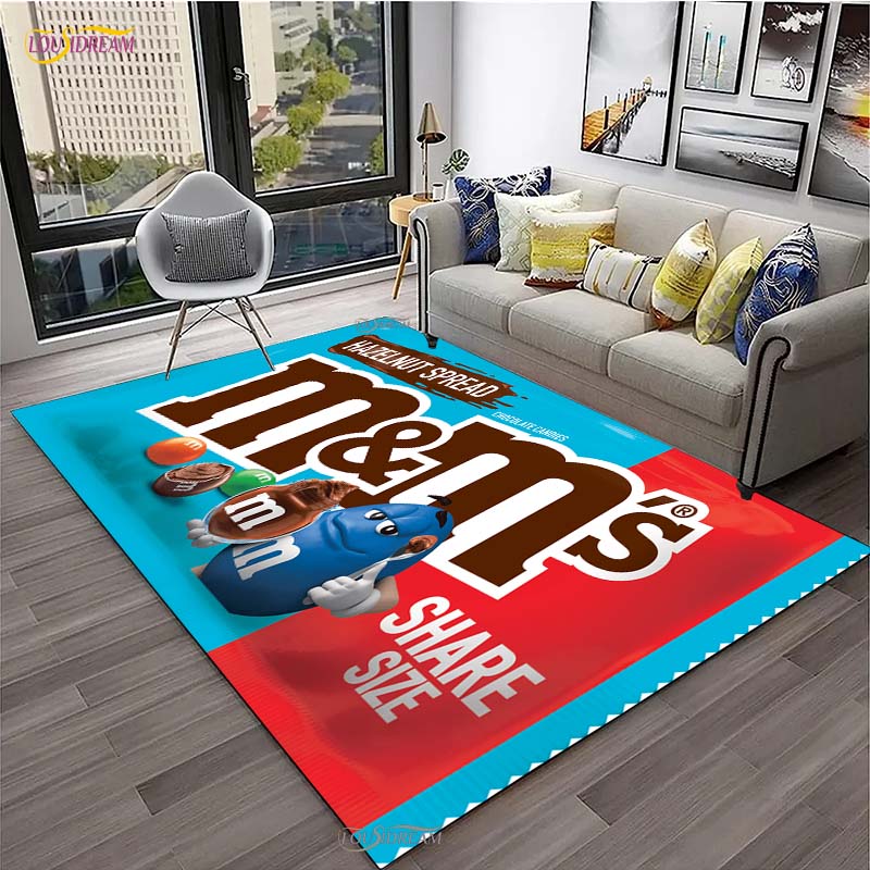 M&M Sweet Cartoon Kawaii Cute Carpet for Living Room Bedroom decor Yoga Area Rug Kitchen Unslip Floor Mat Alfombra Birthday gift