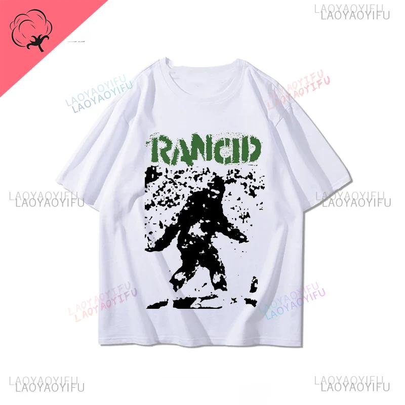 Rancid Band Short Sleeved Tshirt for Mens Summer American High Street Print Cool Pure Half Sleeves Trendy Printed Tshirt Top