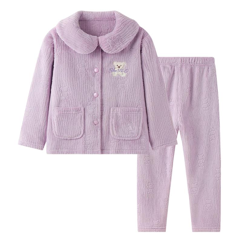 YEEHOO Kids' Thickened Flannel Pajama Set