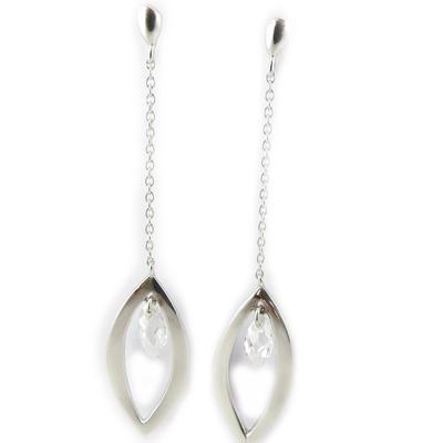 [L7674] - Silberne Ohrringe 'Sissi', silber-weiß (rhodiniert) - 60x12 mm